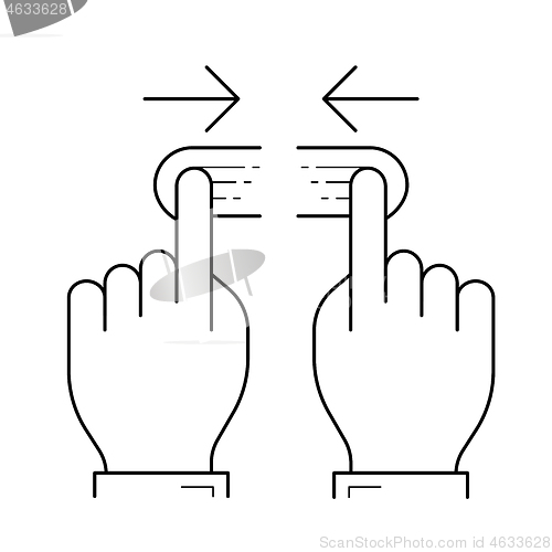 Image of Two hand unpinch line icon.