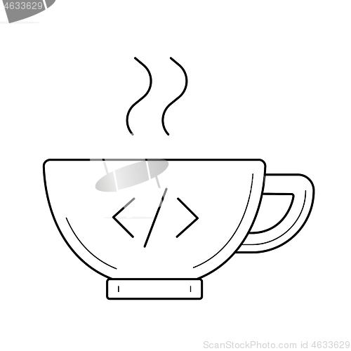 Image of Coffee cup with code line icon.