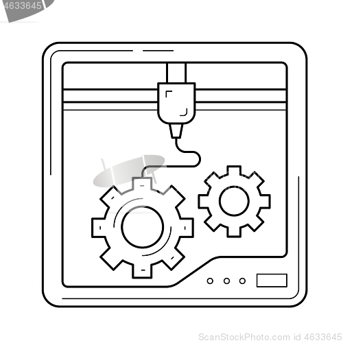 Image of Three D printing line icon.