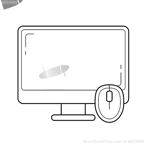 Image of Computer desktop line icon.