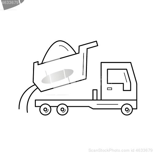 Image of Dump truck line icon.