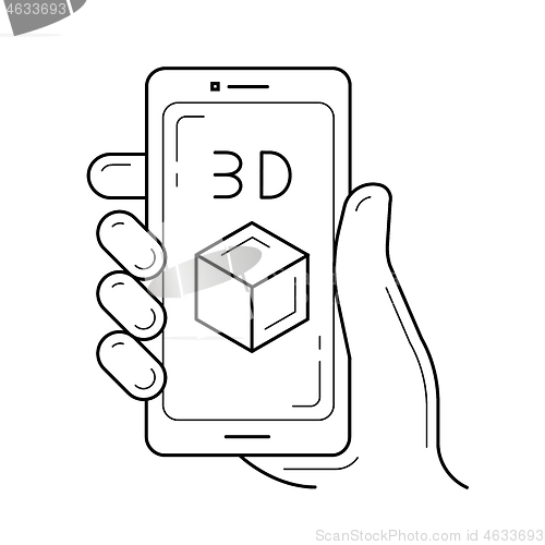 Image of Phone with three d design line icon.