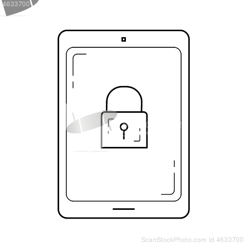 Image of Digital tablet security line icon.