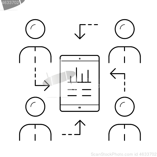 Image of Server synchronization line icon.