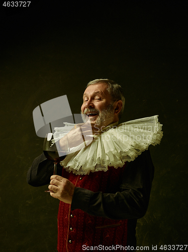 Image of Official portrait of historical governor from the golden age. Studio shot against dark wall.