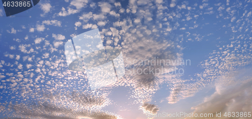 Image of Blue sky background with tiny clouds panorama