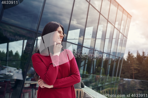 Image of business woman portrait  with protective mask