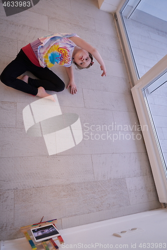 Image of girl online education ballet class at home