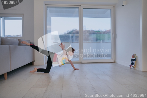 Image of girl online education ballet class at home