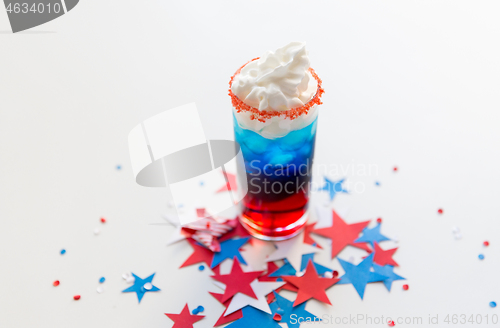 Image of glass of drink on american independence day party