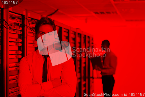 Image of it engineers in network server room