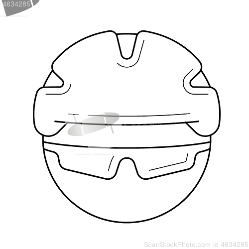 Image of Bicycle helmet line icon.