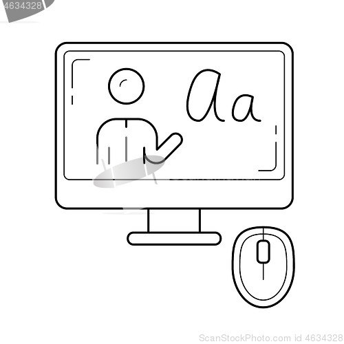 Image of E-learning line icon.