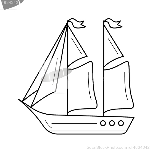 Image of Sailboat line icon.