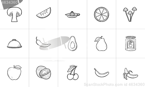 Image of Healthy food hand drawn sketch icon set.