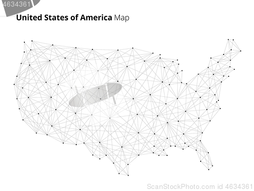 Image of USA map in blockchain technology network style.