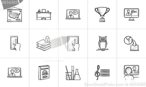 Image of Education hand drawn sketch icon set.