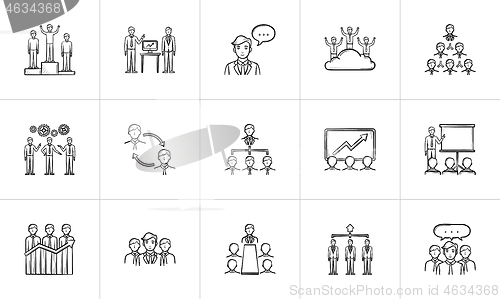 Image of Business hand drawn sketch icon set.