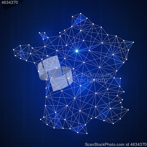 Image of Polygon France map on blockchain hud banner.