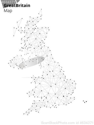 Image of Great britain map in blockchain technology style.