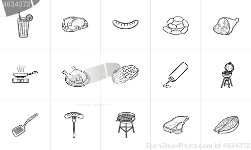 Image of Food and drink hand drawn sketch icon set.