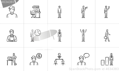 Image of Business hand drawn sketch icon set.