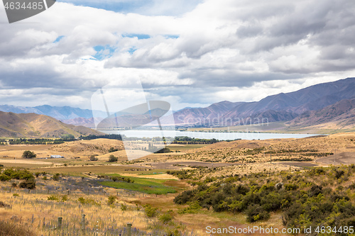 Image of scenery with lake New Zealand