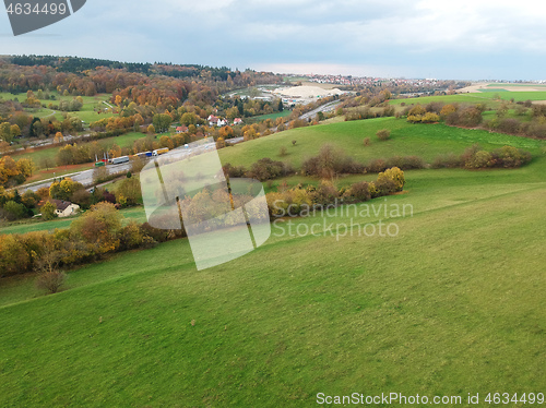 Image of aerial view street and bad weather near Ulm Germany