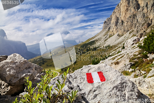 Image of Trail mark on a stone