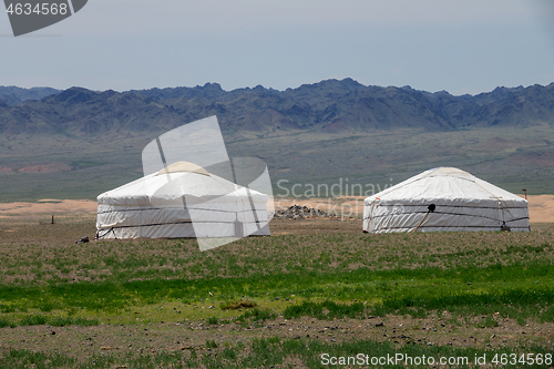 Image of Traditional yurts and montains in Mongolia