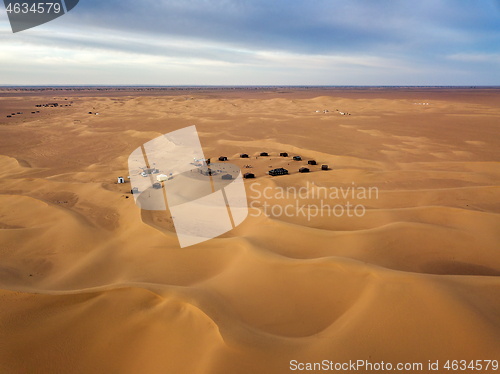 Image of camping site in Sahara desert Africa