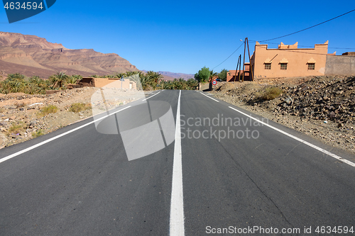 Image of Rural road between mountains in Morocco