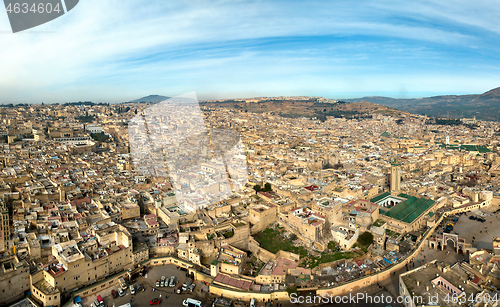 Image of Aerial view of Medina in Fes and Medersa