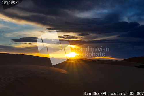 Image of dramatic sunset in desert