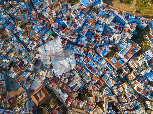 Image of Aerial of famous blue city Chefchaouen