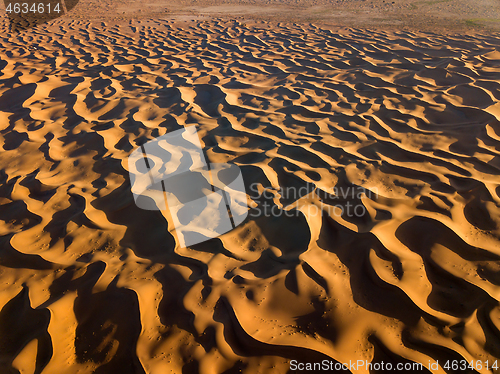 Image of Aerial top view on sand dunes in desert