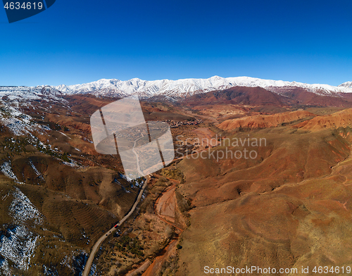 Image of Aerial view on road in Atlas Mountains