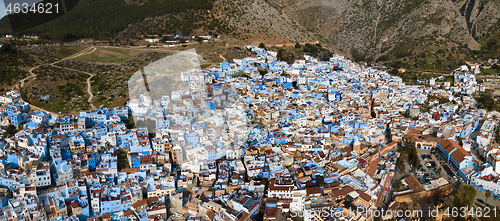 Image of Aerial of famous blue city Chefchaouen