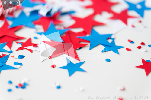 Image of paper star confetti decoration on independence day