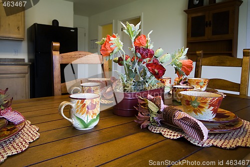 Image of Close up on a setup dinner table