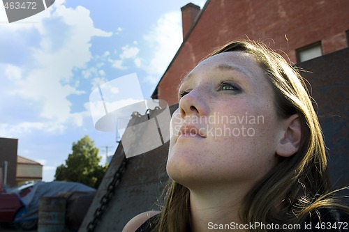 Image of Close up on a Girl Looking Up - Urban