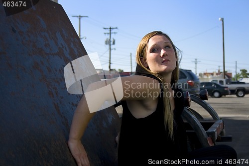 Image of Close up on a Girl Looking Up - Urban