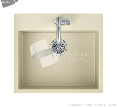 Image of Kitchen sink and faucet, top view