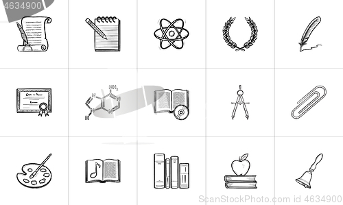 Image of Education hand drawn sketch icon set.