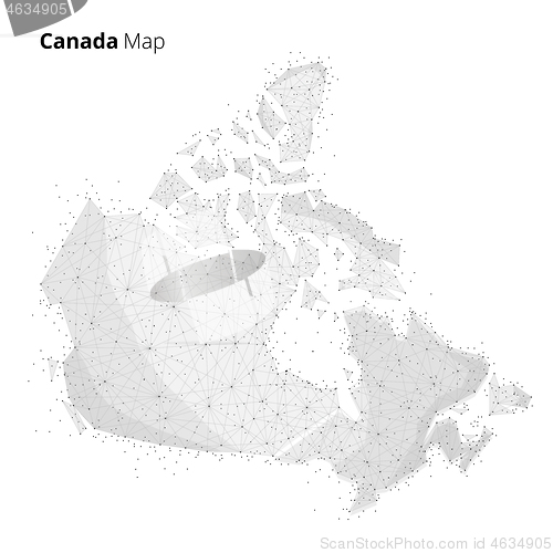 Image of Canada map in blockchain technology network style.