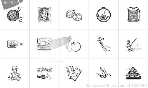 Image of Hobby hand drawn sketch icon set.