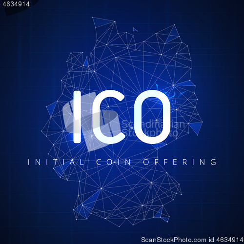 Image of ICO initial coin offering banner with Germany map.