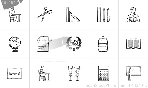 Image of Education hand drawn sketch icon set.