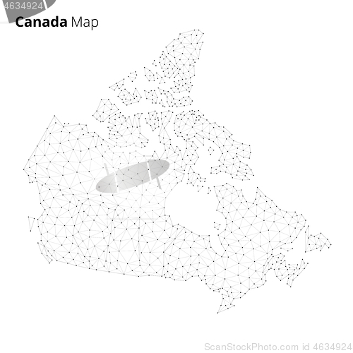 Image of Canada map in blockchain technology network style.