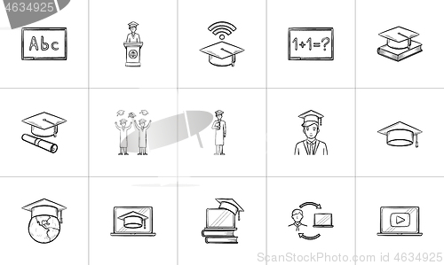 Image of Education hand drawn sketch icon set.
